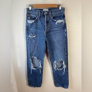 AGOLDE High-Rise Straight Leg distressed cotton Jeans size 26
